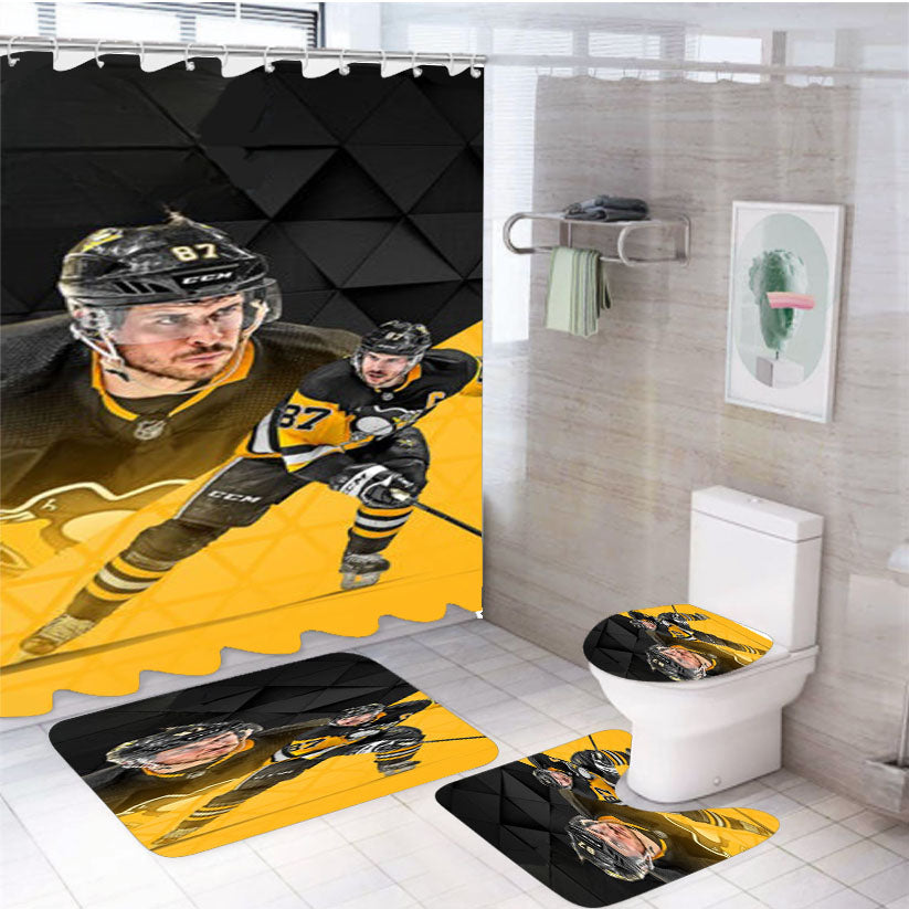 Sidney Crosby Pittsburgh Penguins 4Pcs Bathroom Set Shower Curtain