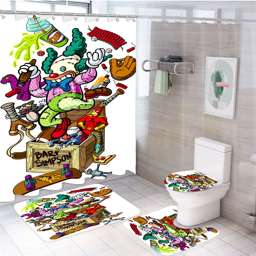 Simpsons Bar Santa Cruz Skateboards Art 4Pcs Bathroom Set Shower Curtain