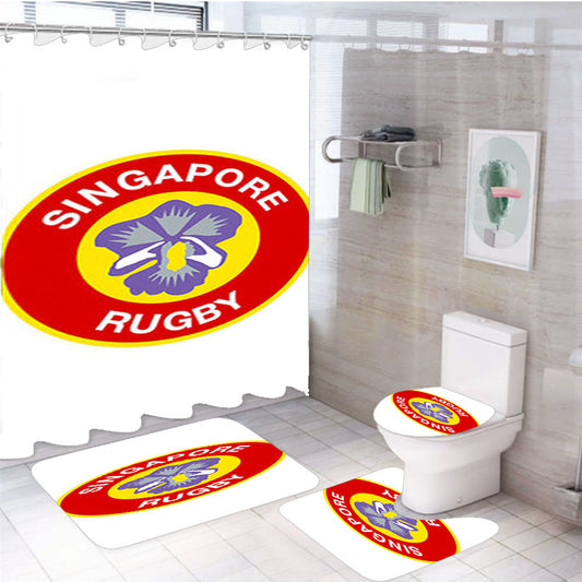 Singapore Rugby 4Pcs Bathroom Set Shower Curtain