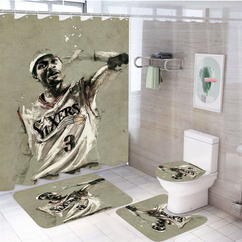 Sixers Basketball 4Pcs Bathroom Set Shower Curtain