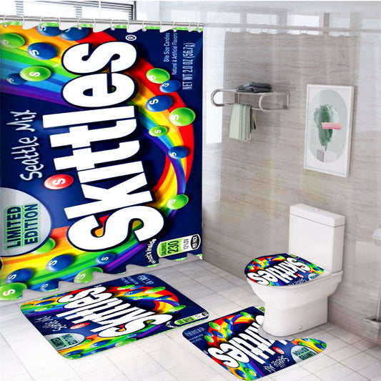 Skittles Seattle Seahawks 4Pcs Bathroom Set Shower Curtain