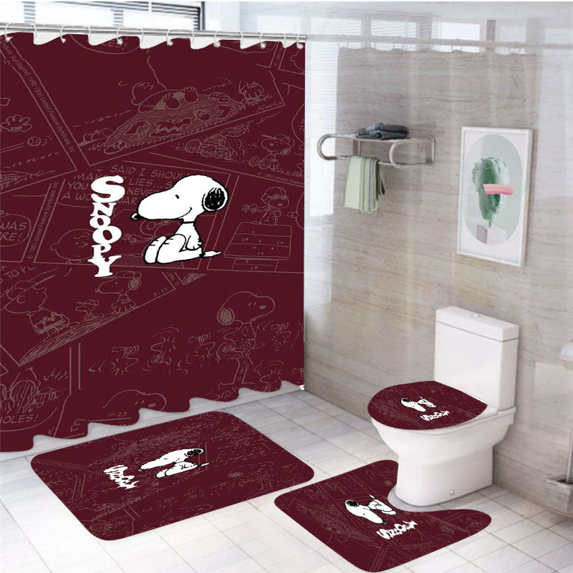 Snoopy Peanuts 4Pcs Bathroom Set Shower Curtain