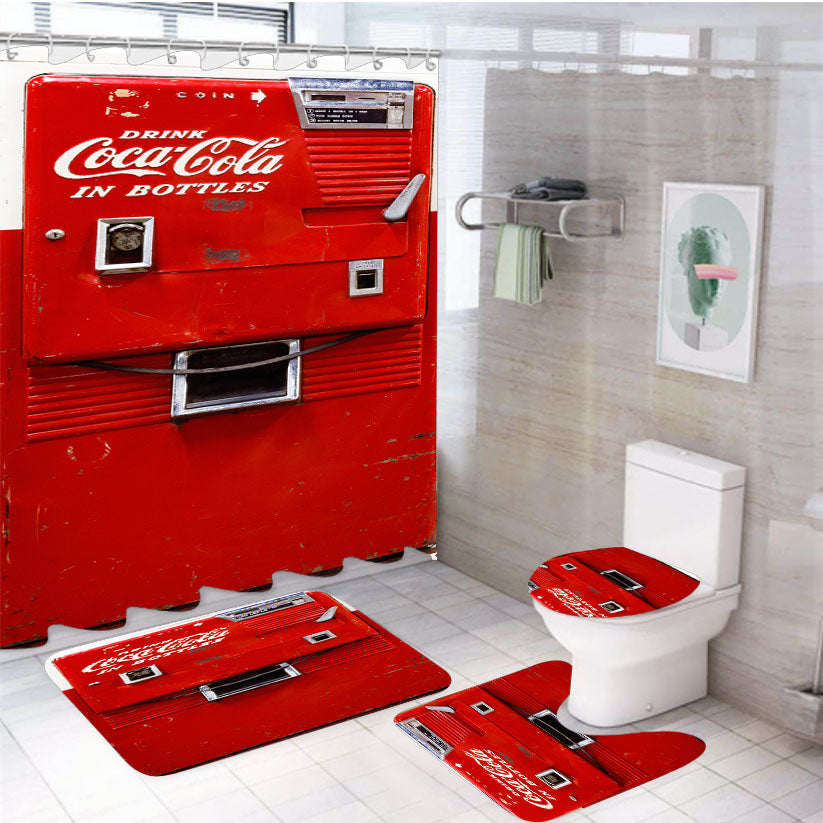 Soft Drink Coca Cola Vintage Vending Machine 4Pcs Bathroom Set Shower Curtain