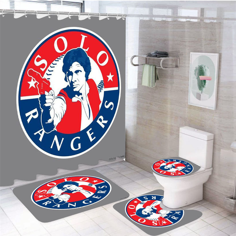 Solo Texas Rangers 4Pcs Bathroom Set Shower Curtain