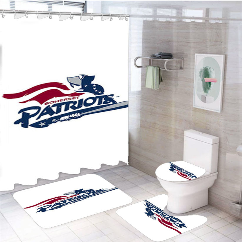Somerset Patriots Baseball Logo 4Pcs Bathroom Set Shower Curtain