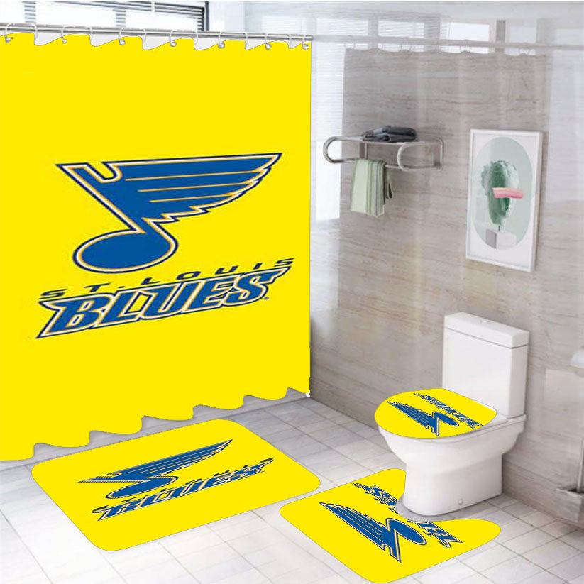 St Louis Blues Yellow 4Pcs Bathroom Set Shower Curtain