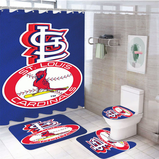 St Louis Cardinals 4Pcs Bathroom Set Shower Curtain
