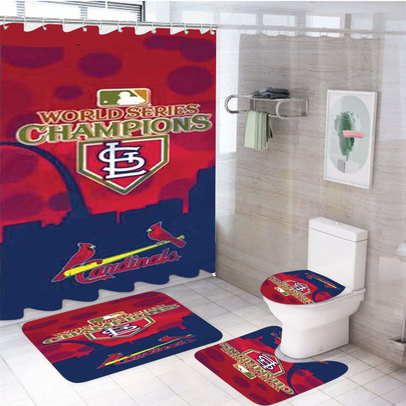 St Louis Cardinals Champ Silhouette 4Pcs Bathroom Set Shower Curtain