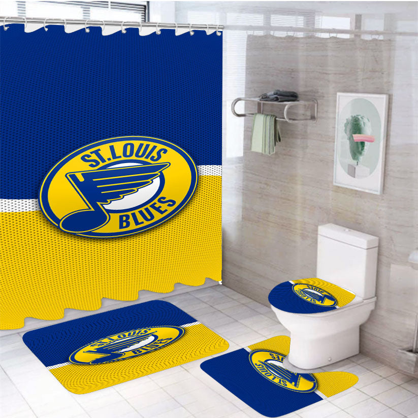 St Louis Logo Blue Yellow Jersey 4Pcs Bathroom Set Shower Curtain