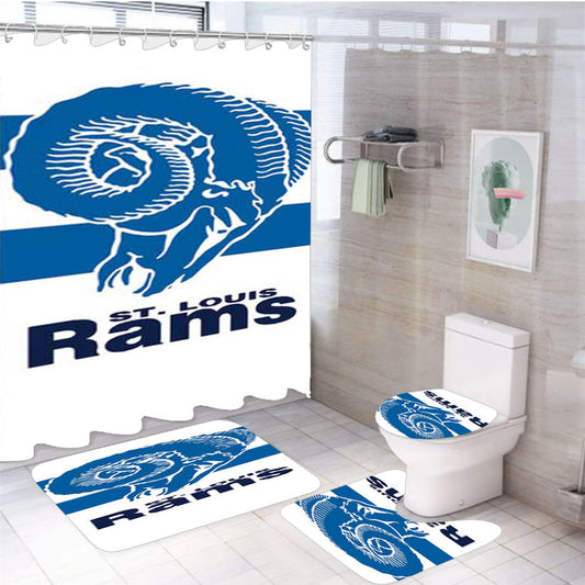 St Louis Rams Logo Over Stripes 4Pcs Bathroom Set Shower Curtain