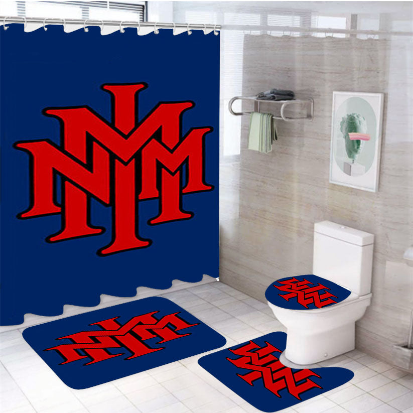 Stackednmmi Baseball Logo Blue 4Pcs Bathroom Set Shower Curtain