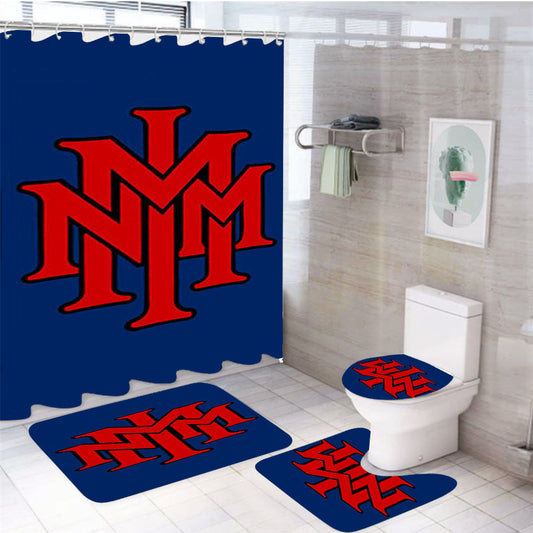 Stackednmmi Baseball Logo Blue 4Pcs Bathroom Set Shower Curtain