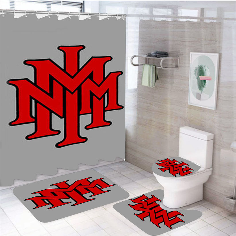 Stackednmmi Baseball Logo Gray 4Pcs Bathroom Set Shower Curtain