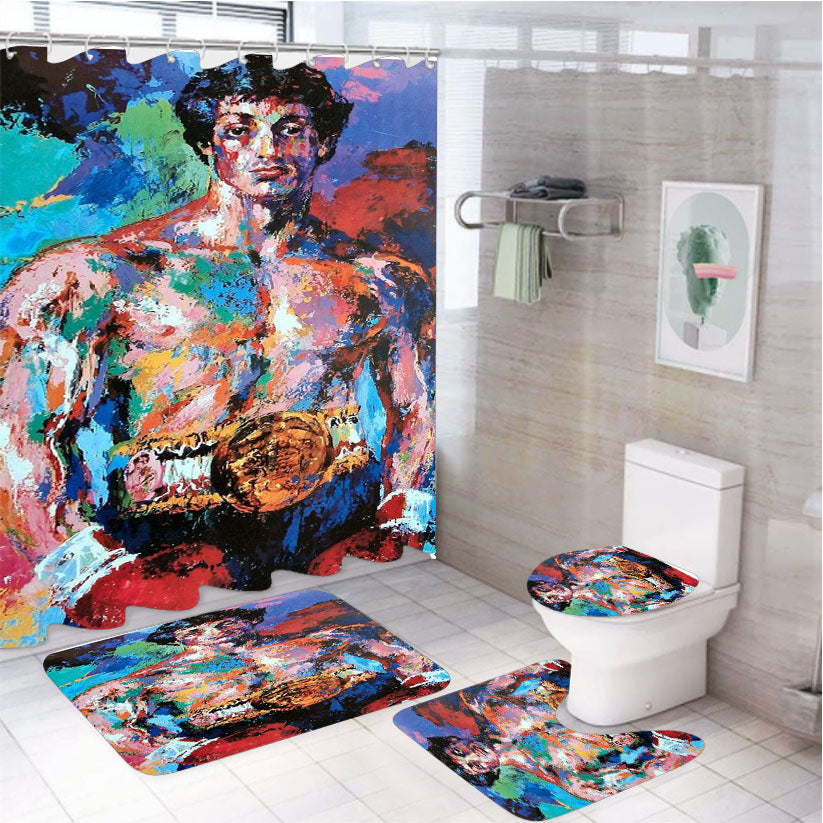 Stallone Rocky Balboa Art 4Pcs Bathroom Set Shower Curtain