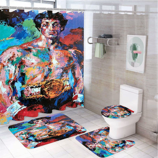 Stallone Rocky Balboa Art 4Pcs Bathroom Set Shower Curtain