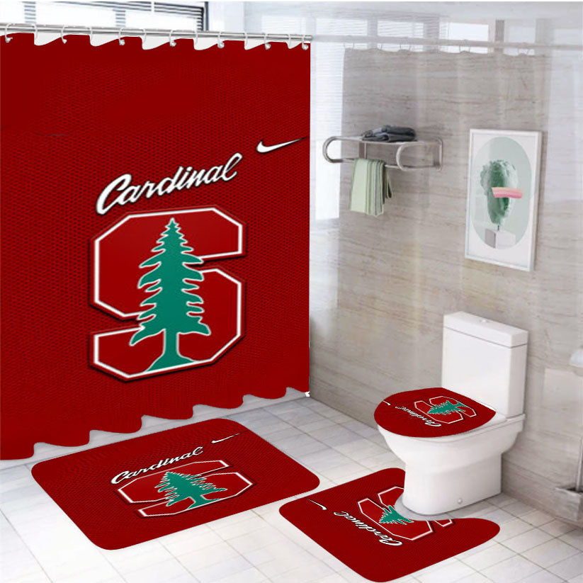 Stanford Cardinal 4Pcs Bathroom Set Shower Curtain