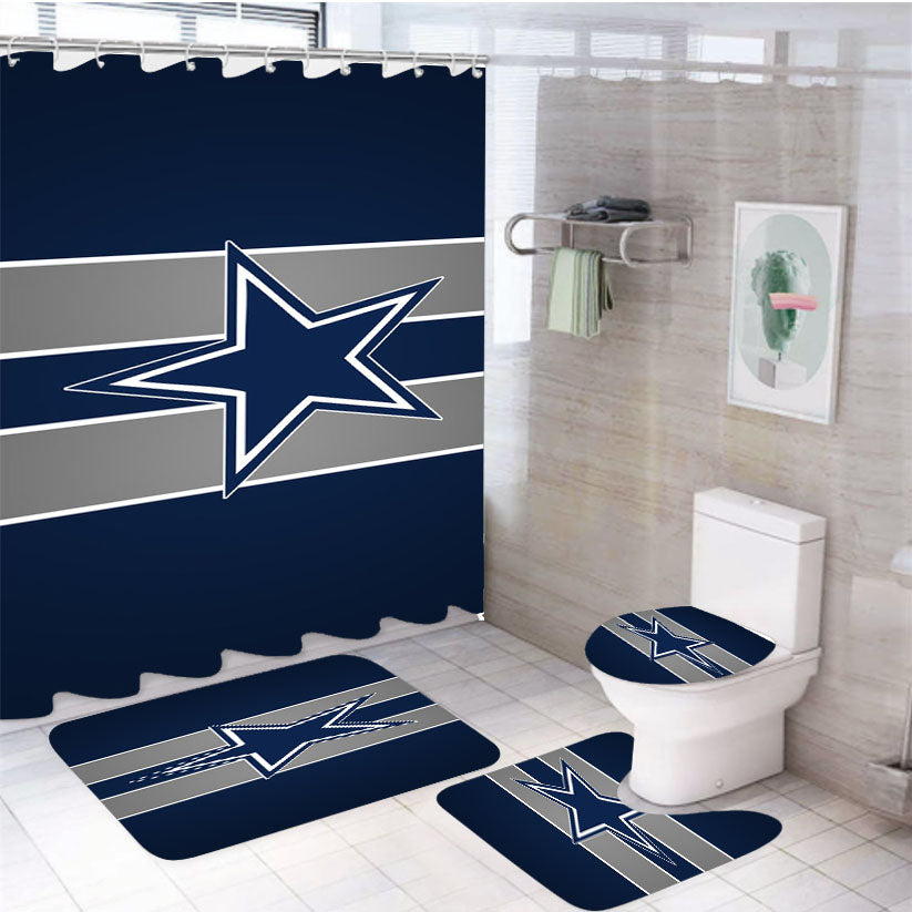 Star Cowboys Dallas Logo 4Pcs Bathroom Set Shower Curtain