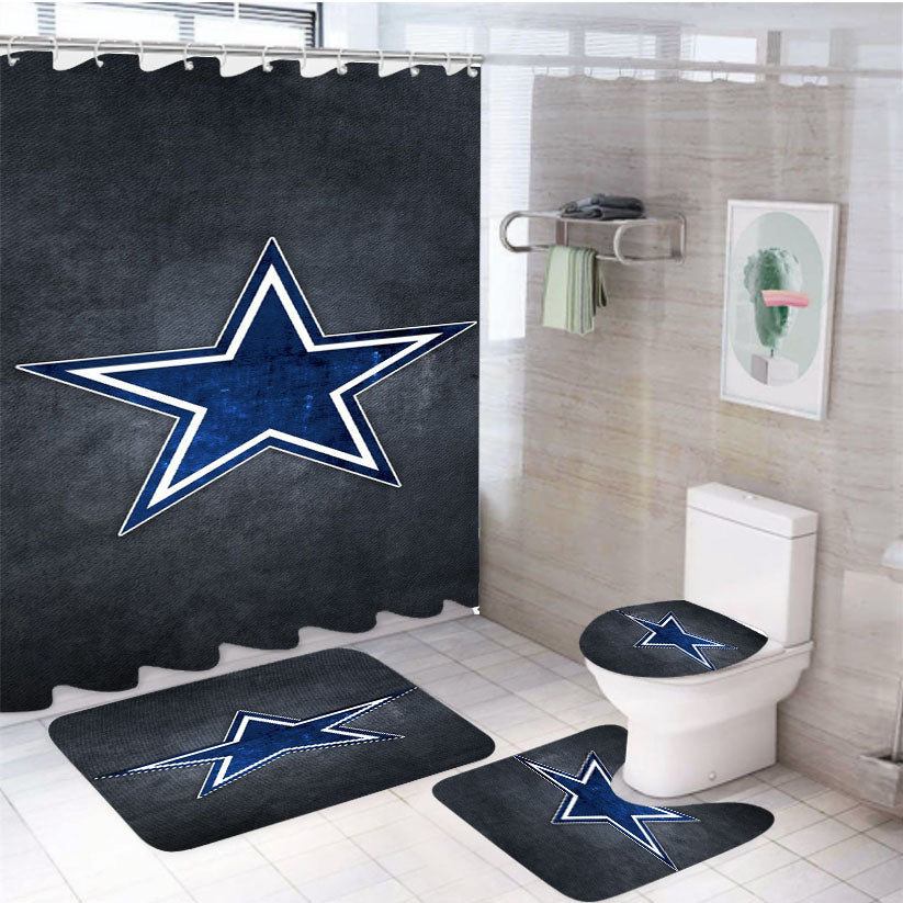Star Symbol Dallas Cowboys 4Pcs Bathroom Set Shower Curtain