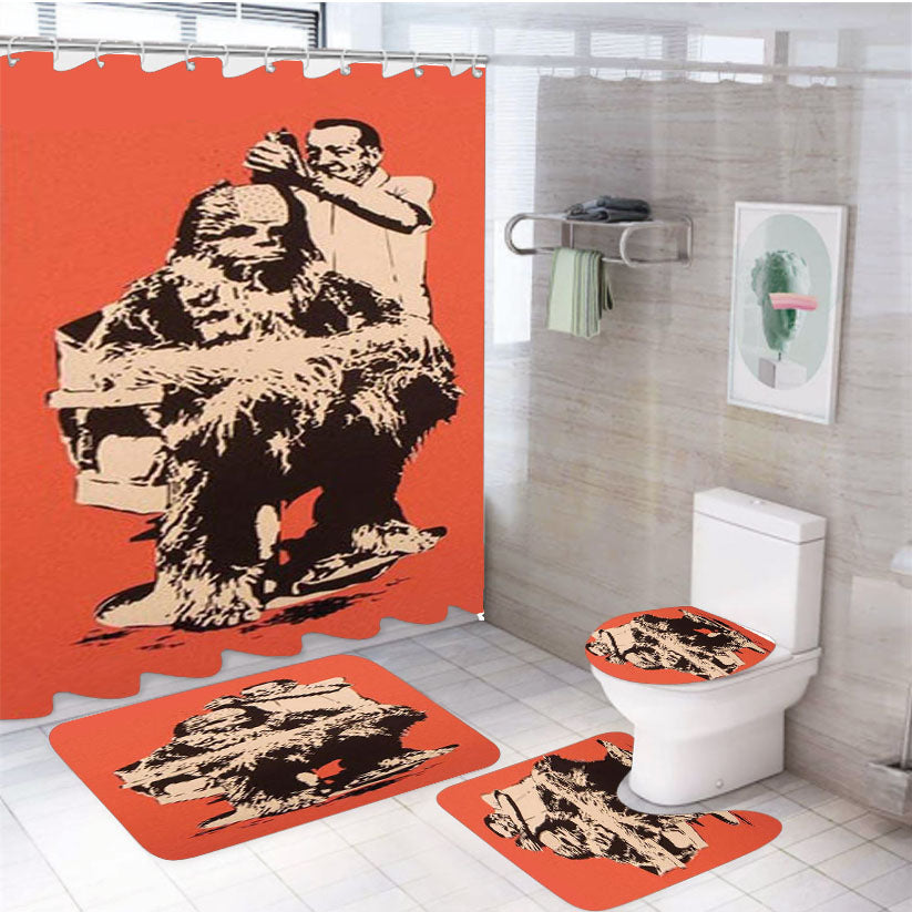 Star Wars Chewbacca Haircut 4Pcs Bathroom Set Shower Curtain