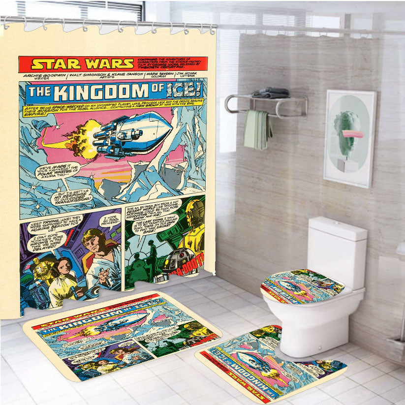Star Wars Comic 4Pcs Bathroom Set Shower Curtain