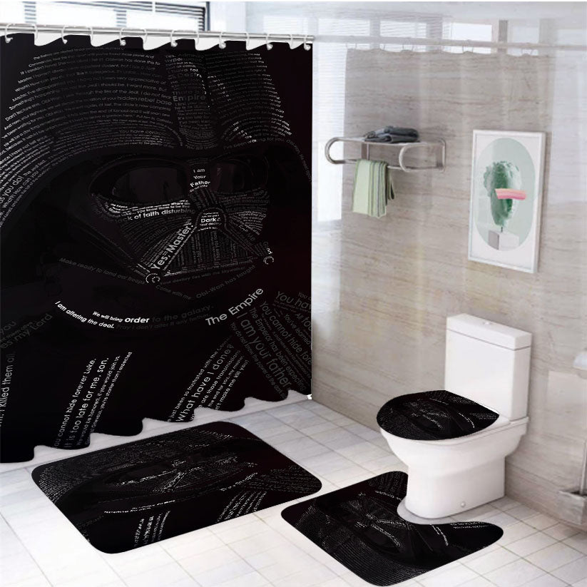 Star Wars Darth Vader Mask Typography 4Pcs Bathroom Set Shower Curtain
