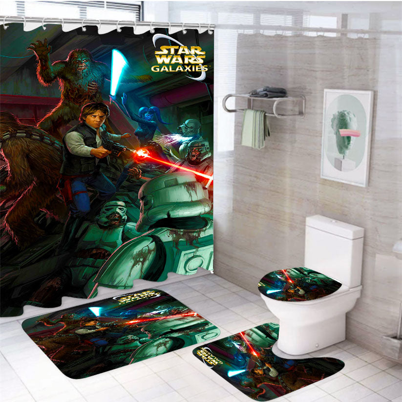 Star Wars Galaxies 4Pcs Bathroom Set Shower Curtain