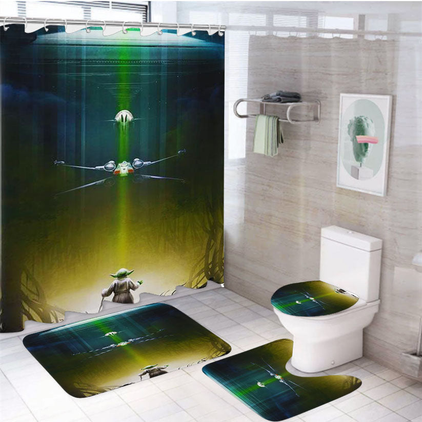 Star Wars Master Yoda Rebel 4Pcs Bathroom Set Shower Curtain