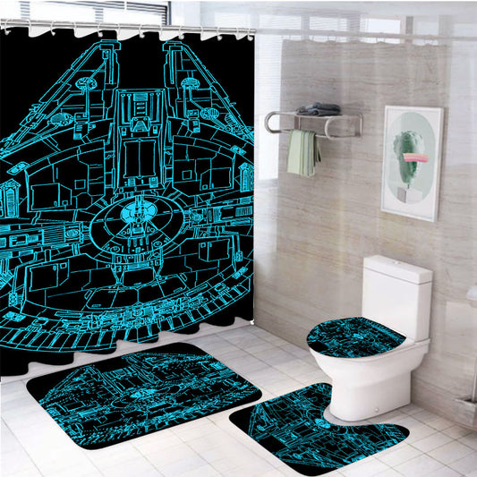 Star Wars Millenium Falcon 4Pcs Bathroom Set Shower Curtain