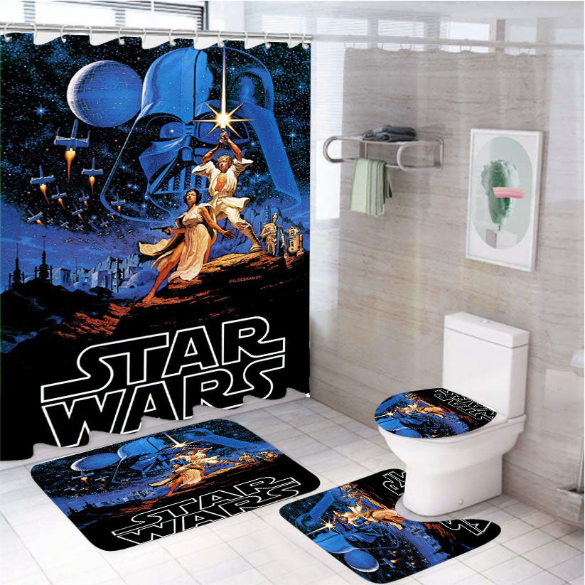 Star Wars Poster 4Pcs Bathroom Set Shower Curtain