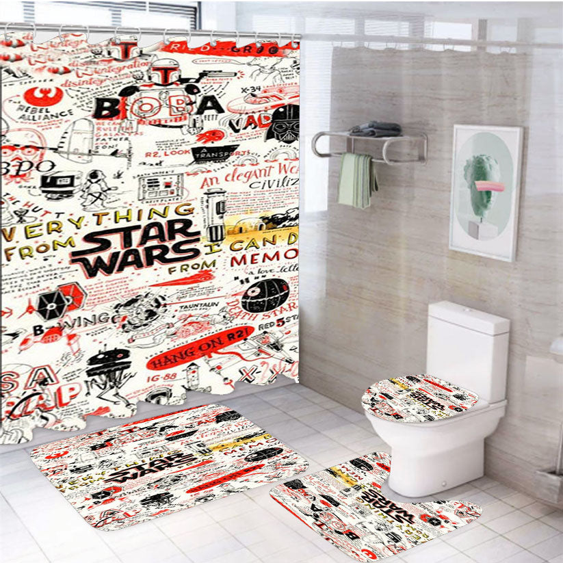 Star Wars Quote Collage 4Pcs Bathroom Set Shower Curtain