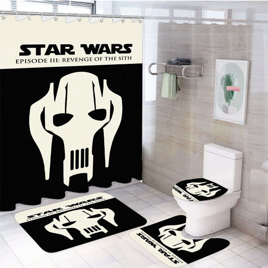 Star Wars Revenge Of The Sith Logo 4Pcs Bathroom Set Shower Curtain