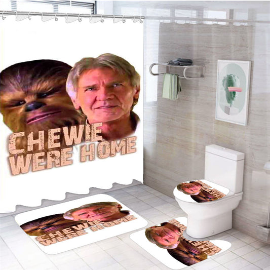 Star Wars The Force Awakens Chewie Were Home Han Solo 4Pcs Bathroom Set Shower Curtain