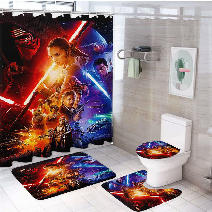 Star Wars The Force Awakens Cover 4Pcs Bathroom Set Shower Curtain