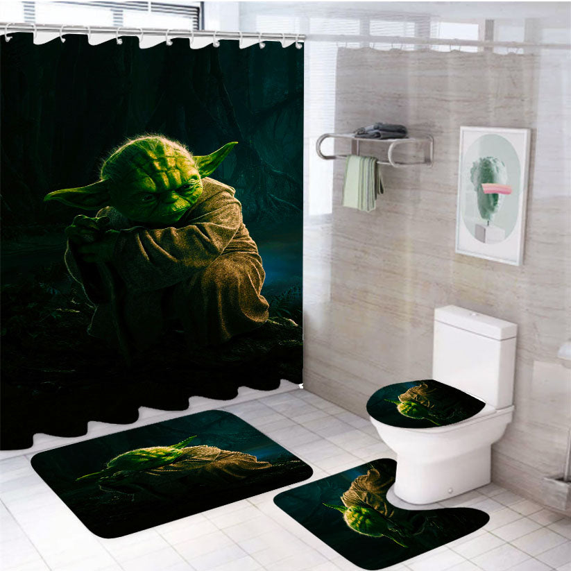 Star Wars Yoda 4Pcs Bathroom Set Shower Curtain