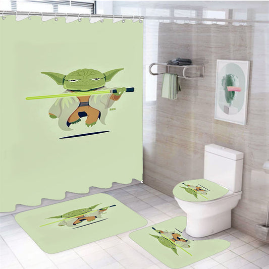 Star Wars Yoda Cartoon 4Pcs Bathroom Set Shower Curtain