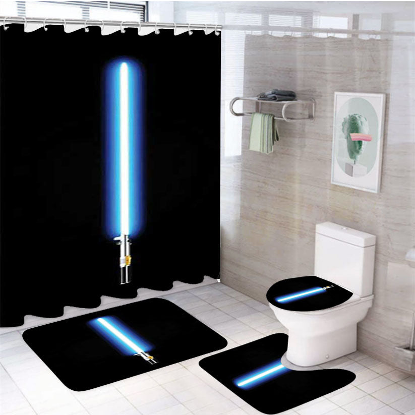 Stars Wars Lightsaber Blue 4Pcs Bathroom Set Shower Curtain