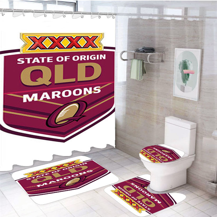 State Of Origin Maroons 4Pcs Bathroom Set Shower Curtain