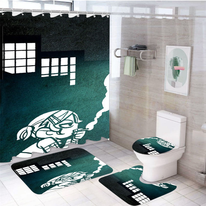 Static Ramona Smoke 4Pcs Bathroom Set Shower Curtain