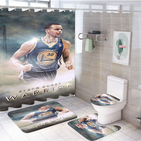 Steph Curry Golden State Warriors 4Pcs Bathroom Set Shower Curtain