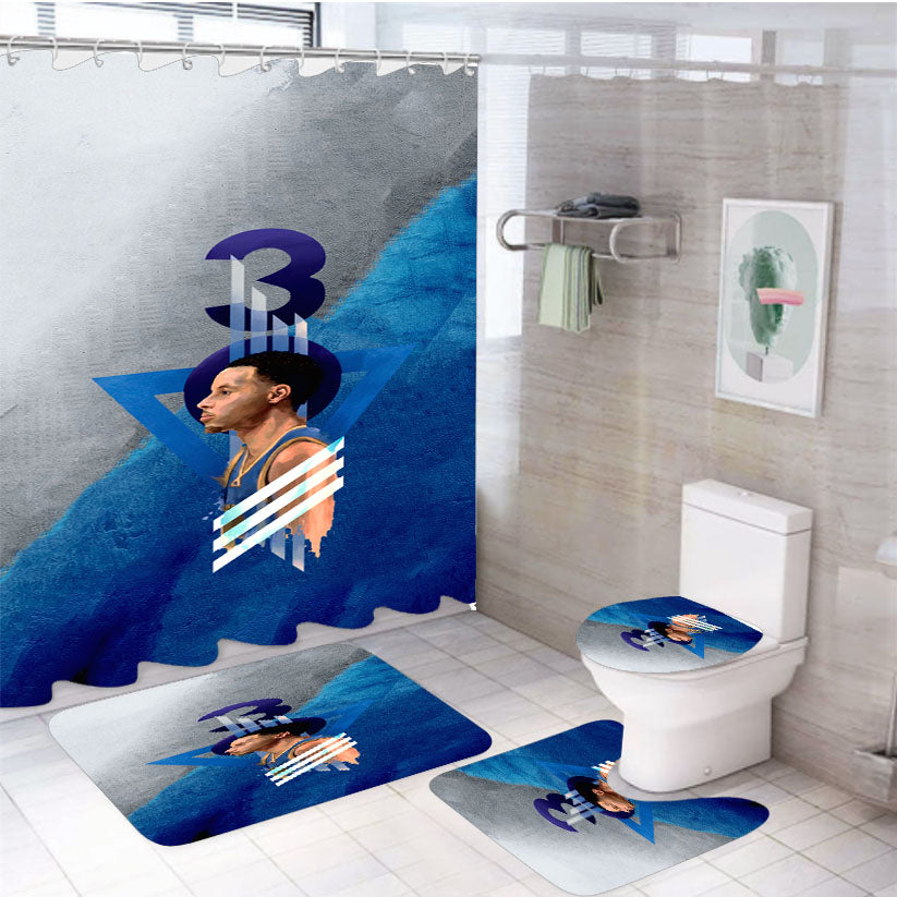 Steph Curry Warrior 4Pcs Bathroom Set Shower Curtain