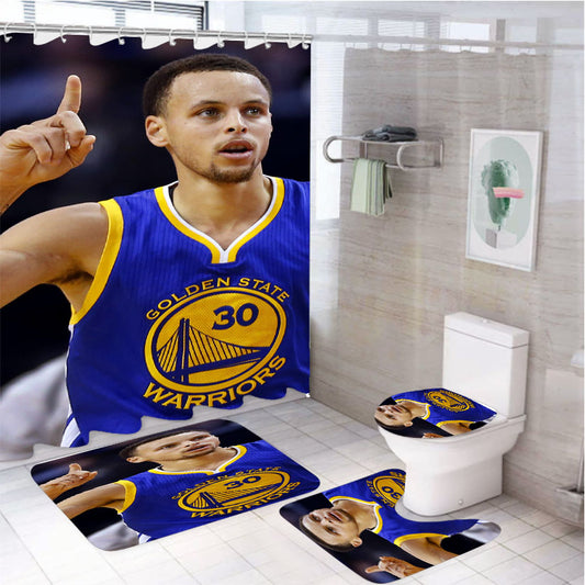 Stephen Curry Golden State Warriors 4Pcs Bathroom Set Shower Curtain
