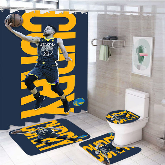 Stephen Curry Golden States Warriors 4Pcs Bathroom Set Shower Curtain