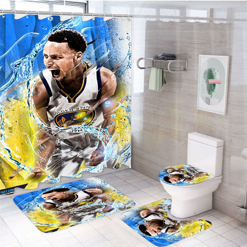 Stephen Curry Nba 4Pcs Bathroom Set Shower Curtain