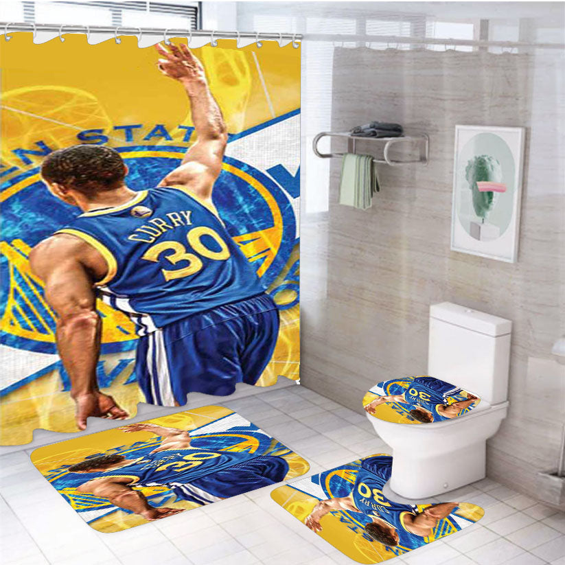 Stephen Curry Orange 4Pcs Bathroom Set Shower Curtain