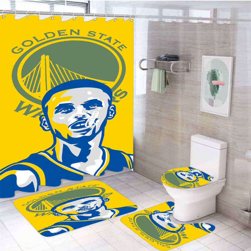 Stephen Curry Passion Illusration 4Pcs Bathroom Set Shower Curtain
