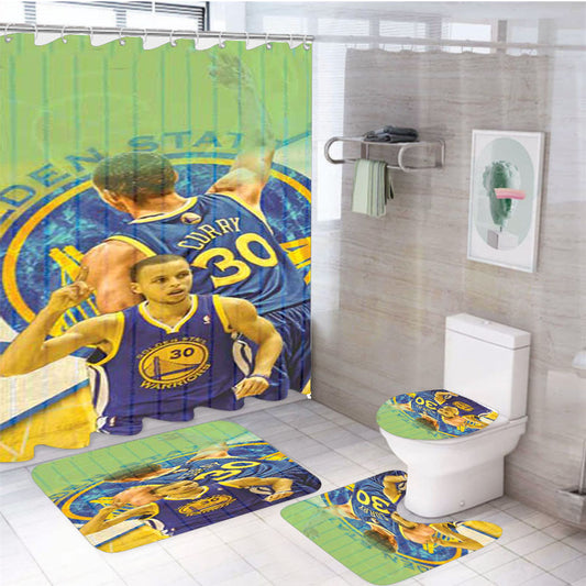 Stephen Curry Pinstripes Overlap 4Pcs Bathroom Set Shower Curtain