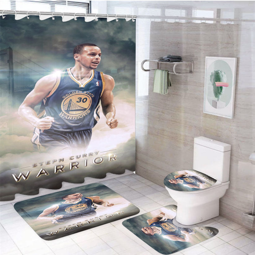 Stephen Curry Warriors 4Pcs Bathroom Set Shower Curtain