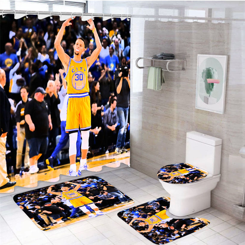 Stephen Curry Yellow 4Pcs Bathroom Set Shower Curtain