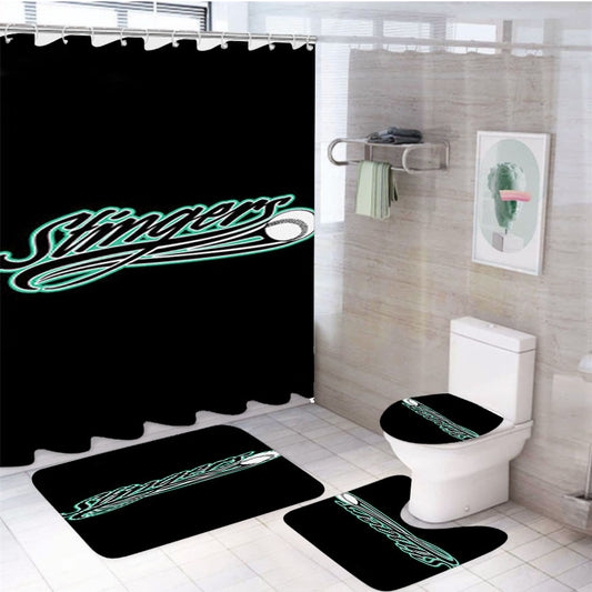 Stingers Baseball Logo Black 4Pcs Bathroom Set Shower Curtain