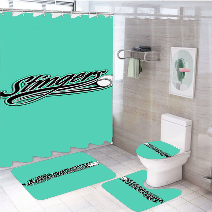 Stingers Baseball Logo Blur 4Pcs Bathroom Set Shower Curtain